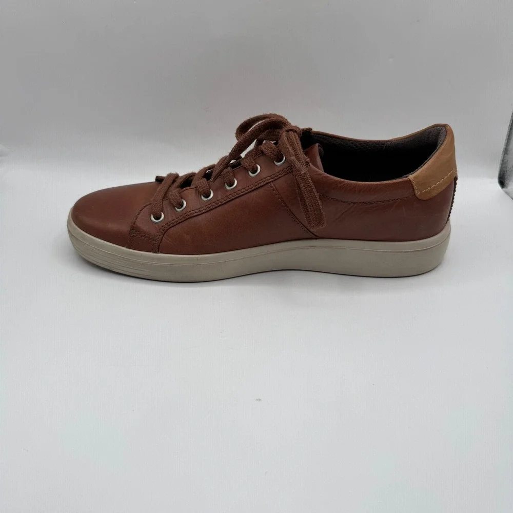 ECCO Soft 7 Sneakers Mens 43 Brown Leather Low Top Lace Up Casual Shoes